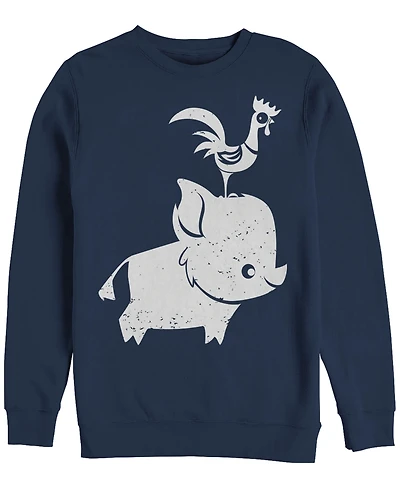 Disney Men's Moana Cute Pua and Hei Hei, Crewneck Fleece