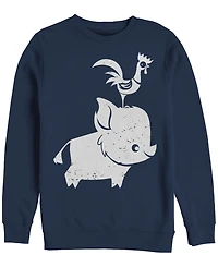 Disney Men's Moana Cute Pua and Hei Hei, Crewneck Fleece