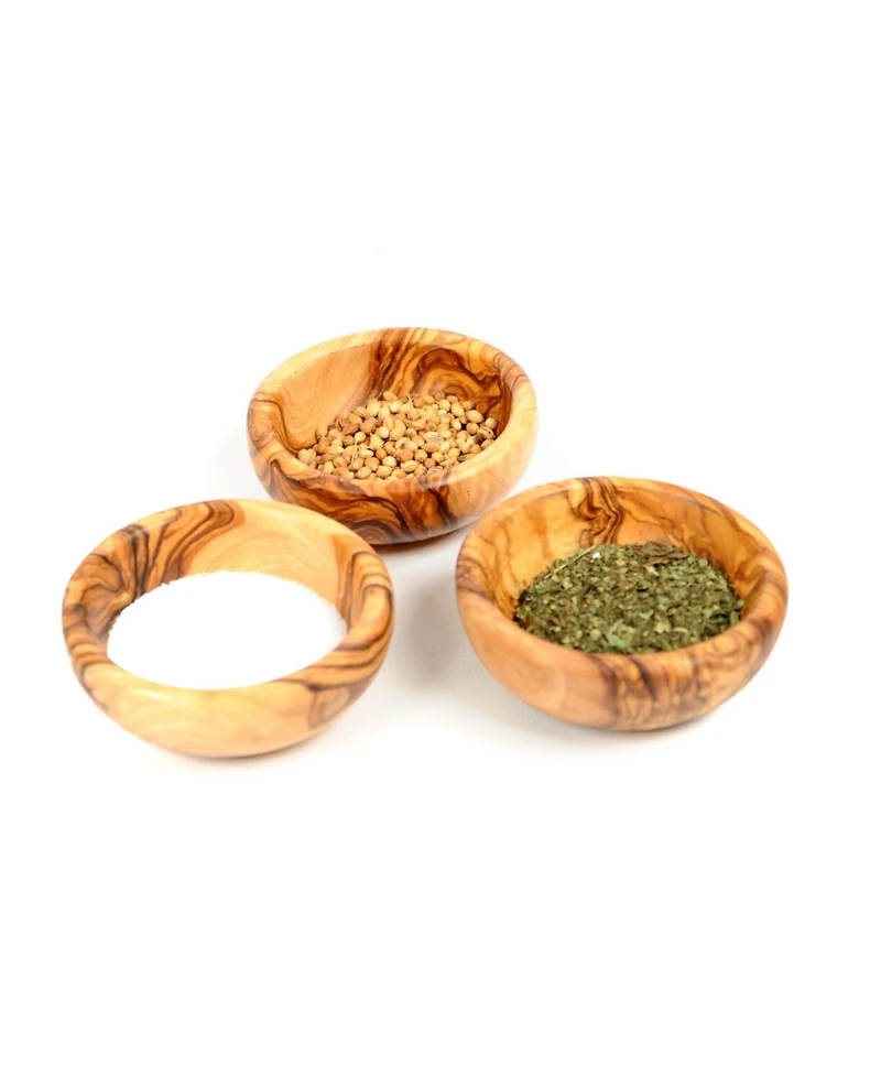 BeldiNest Wooden Spice Bowls, Set of 3 Mini Bowls