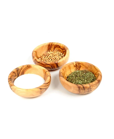 BeldiNest Wooden Spice Bowls, Set of 3 Mini Bowls