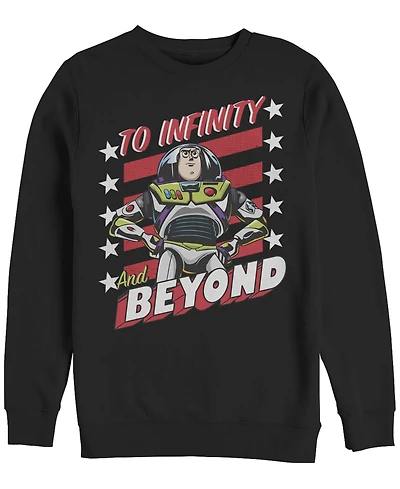 Disney Pixar Men's Toy Story Buzz to Infinity and Beyond Stars Stripes, Crewneck Fleece