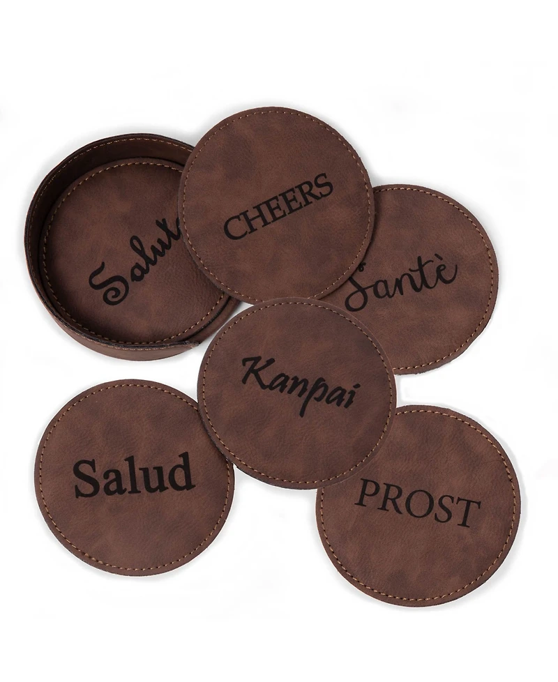 Bey-Berk Coaster with Holder in Vintage-like Set of 6