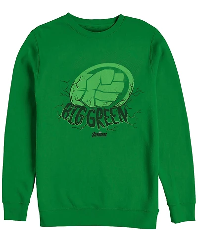 Marvel Men's Hulk Big Green Punch, Crewneck Fleece