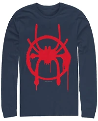 Marvel Men's Spider-Man Into the Spider-Verse Miles Morales Chest Logo, Long Sleeve T-shirt