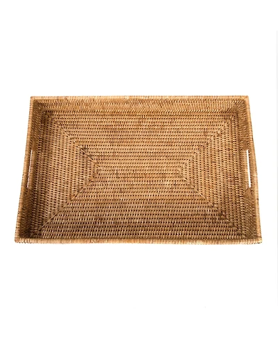 Artifacts Trading Company Rattan Rectangular Tray With Cutout Handles