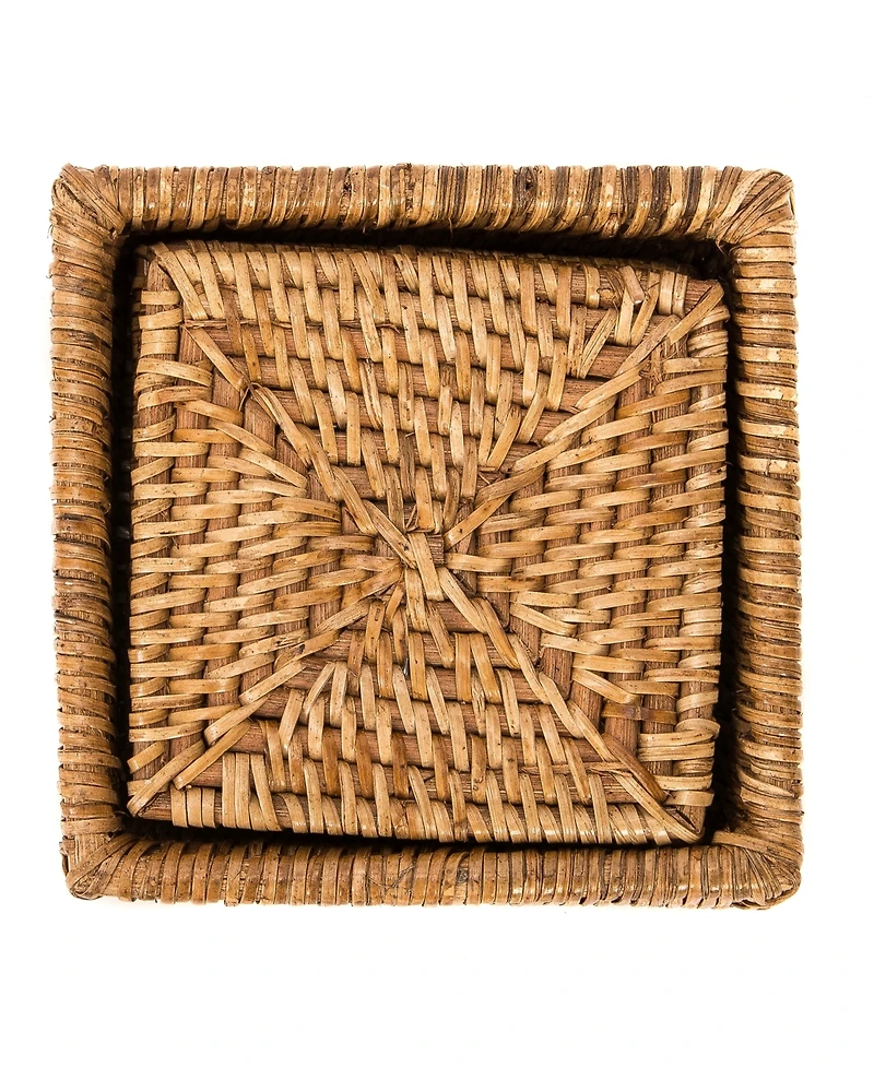 Artifacts Trading Company Rattan Square Coasters - 7 piece set