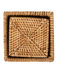 Artifacts Trading Company Rattan Square Coasters - 7 piece set