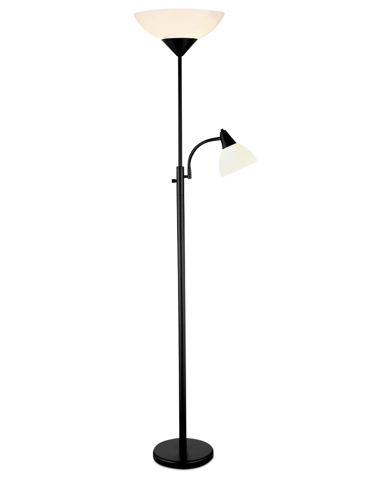 Adesso Piedmont Black Torchiere Floor Lamp
