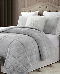 Cathay Home Inc. Plush Faux Fur and Sherpa Reversible Comforter Set, Full/Queen