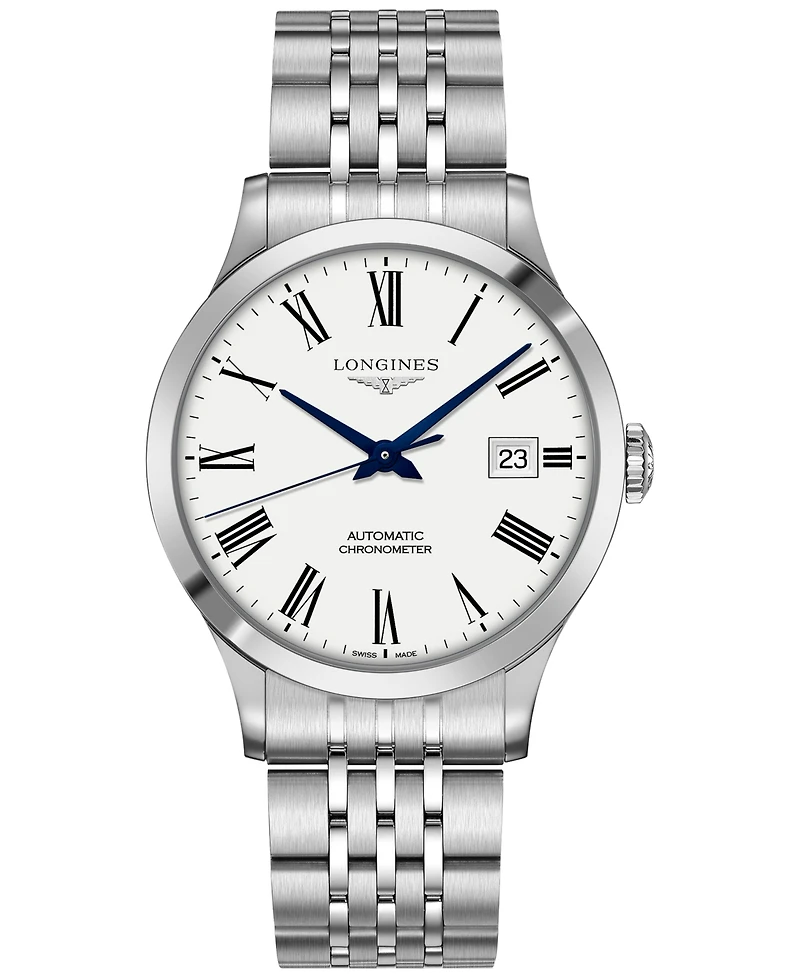 Longines Men's Swiss Automatic Record Collection Stainless Steel Bracelet Watch 40mm