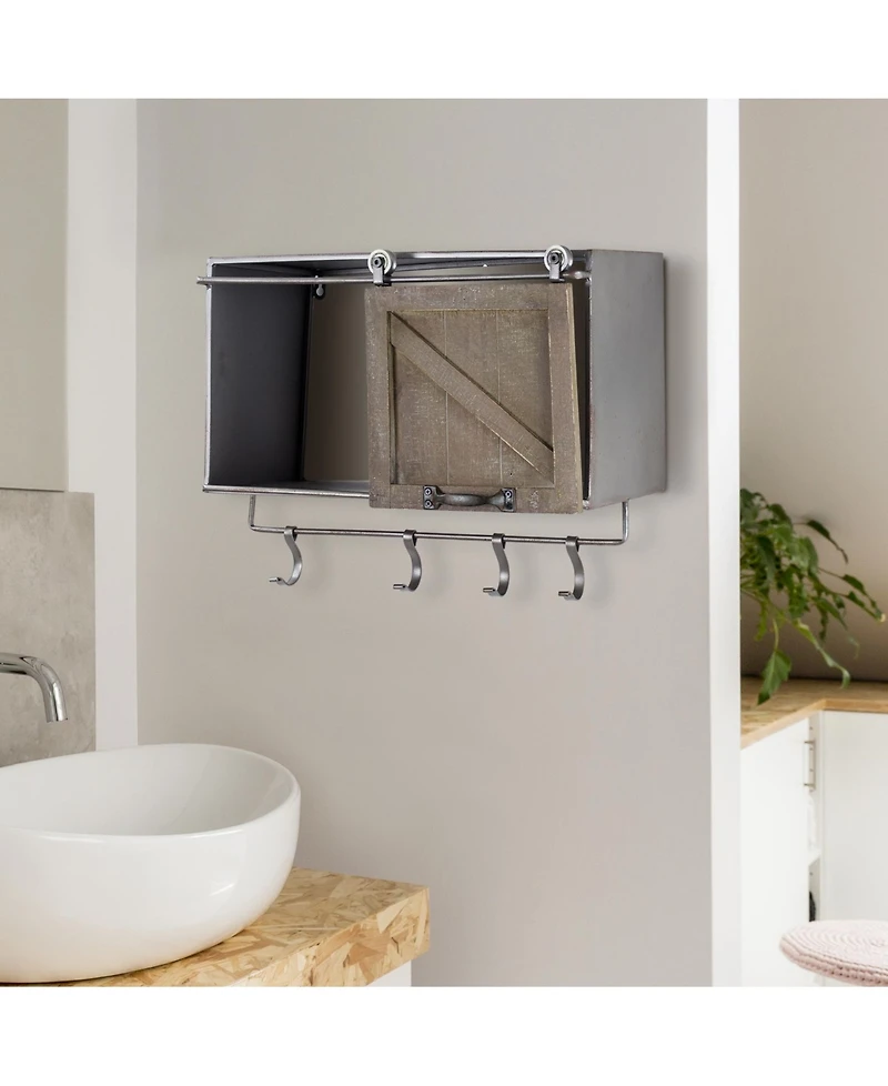 American Art Decor Rustic Sliding Barn Door Coat/Towel Rack