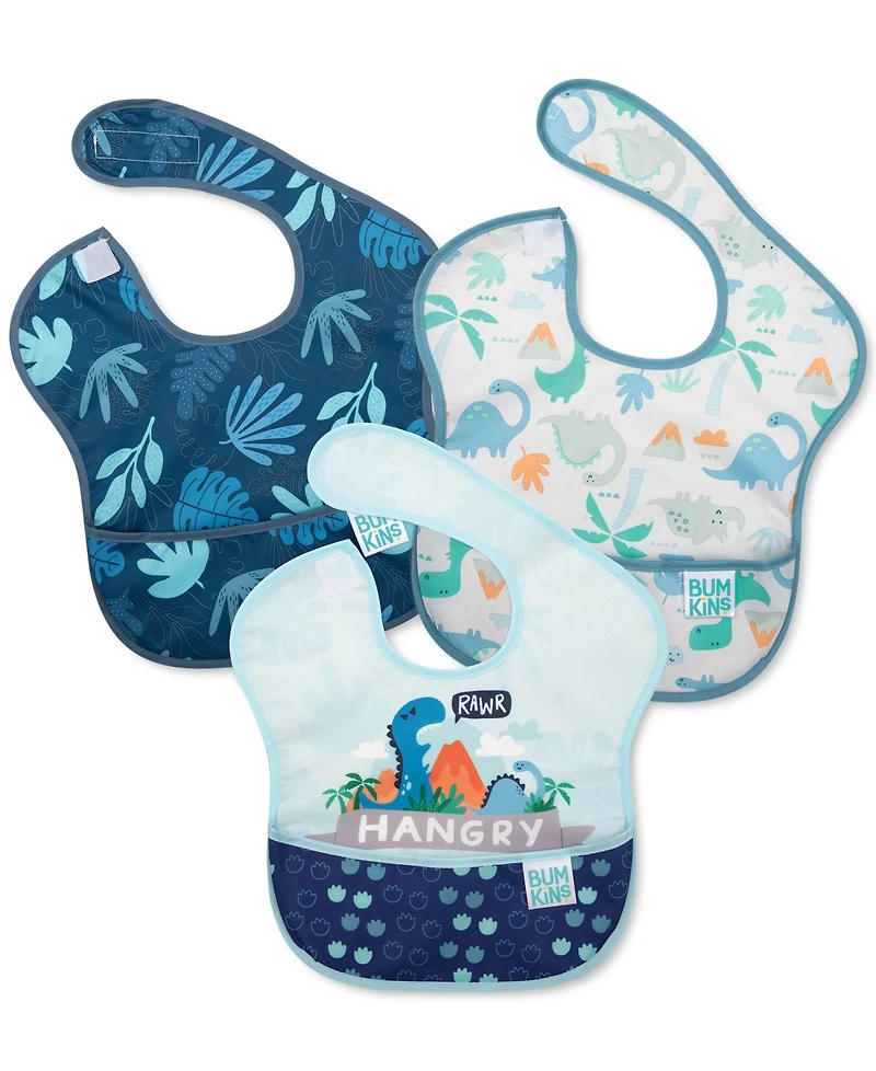 Bumkins Baby Boys SuperBib Waterproof Baby Bibs, Pack of 3