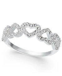 Charter Club Fine Silver Plate or 18K Rose Gold Pave Open Heart Ring, Created for Macy's