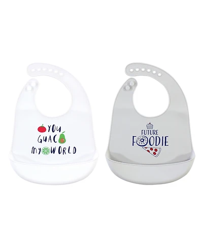 Hudson Baby Infant Unisex Silicone Bibs 2pk, You Guac My World, One
