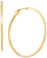 Medium Flat-Edge Hoop Earrings 10k Gold (Also White Gold), 1-1/2"