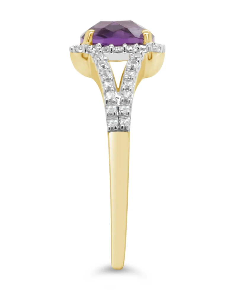 Amethyst (1-1/3 ct. t.w.) and Lab Grown White Sapphire (1/4 ct. t.w.) Ring in 10k Yellow Gold