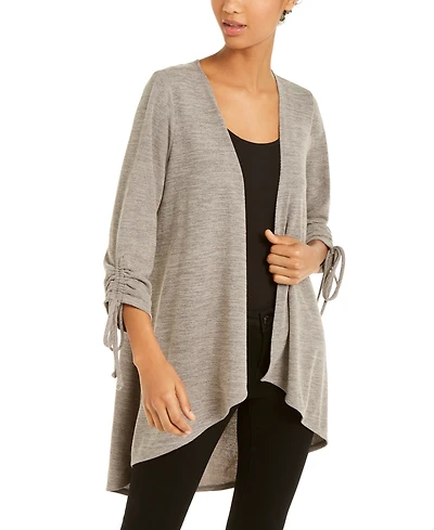Ny Collection Open-Front Drawstring-Cuff Cardigan
