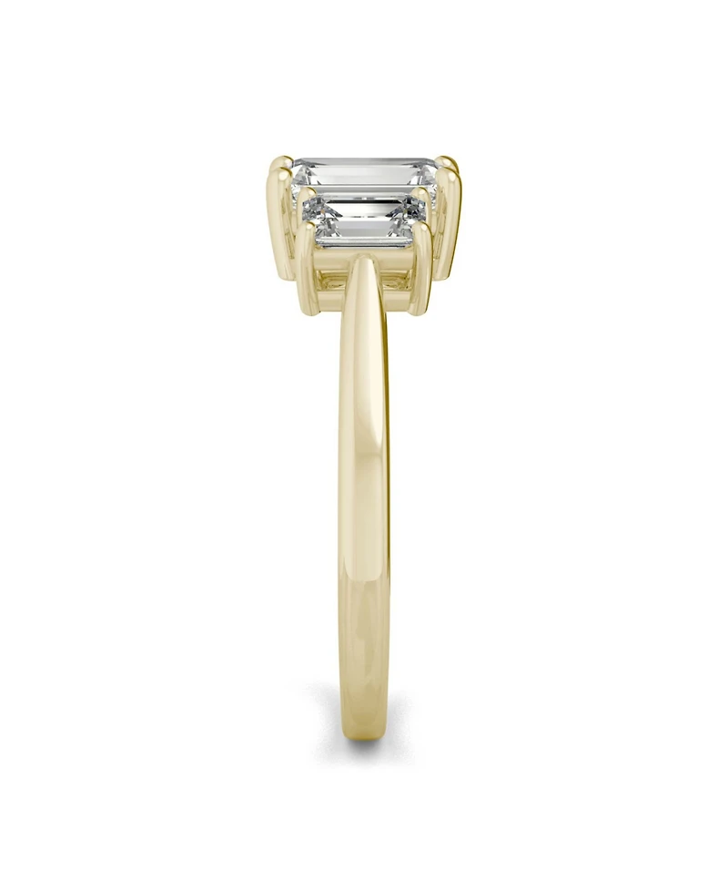 Moissanite Emerald Cut Three Stone Ring 1-1/2 ct. t.w. Diamond Equivalent 14k White or Yellow Gold