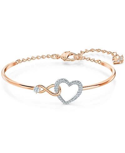 Swarovski Two-Tone Crystal Heart & Infinity Symbol Bangle Bracelet