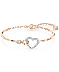 Swarovski Two-Tone Crystal Heart & Infinity Symbol Bangle Bracelet
