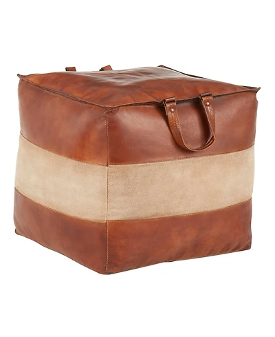 Cobbler Industrial Pouf Leather and Canvas by Lumisource