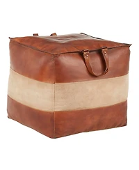 Cobbler Industrial Pouf Leather and Canvas by Lumisource