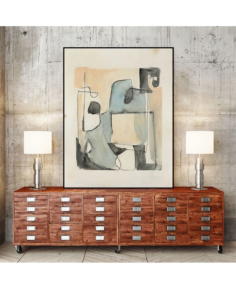 Giant Art 40" x 30" Subdued Abstract Ii Art Block Framed Canvas