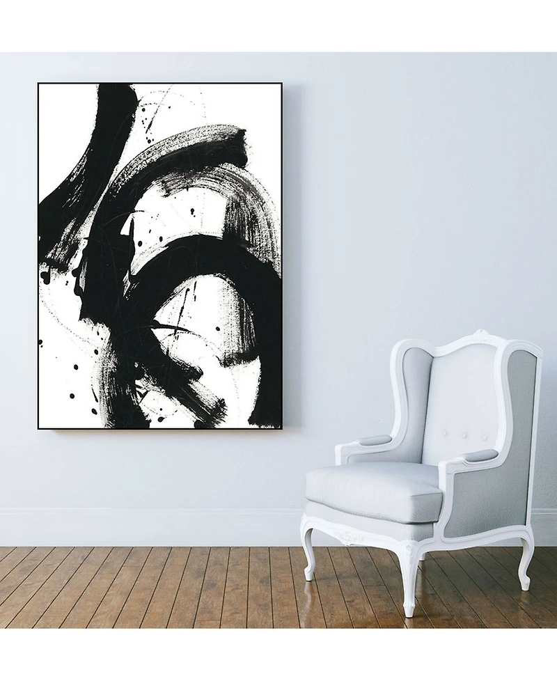 Giant Art 40" x 30" Onyx Gesture Ii Art Block Framed Canvas