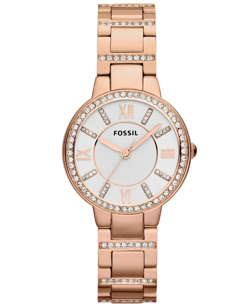 Fossil Women's Virginia Rose Gold-Tone Stainless Steel Bracelet Watch 30mm ES3284