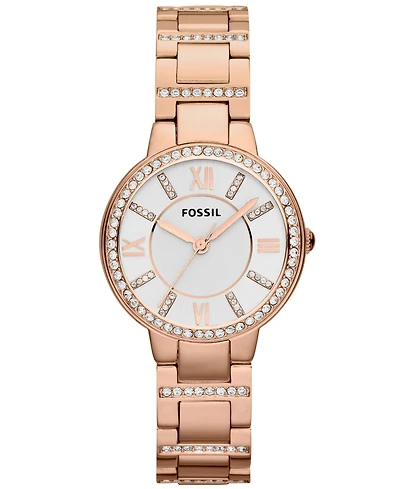 Fossil Women's Virginia Rose Gold-Tone Stainless Steel Bracelet Watch 30mm ES3284