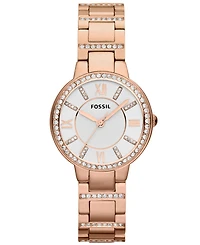 Fossil Women's Virginia Rose Gold-Tone Stainless Steel Bracelet Watch 30mm ES3284