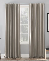 Evelina Faux Dupioni Silk Thermal Extreme 100% Blackout Back Tab Curtain Panel