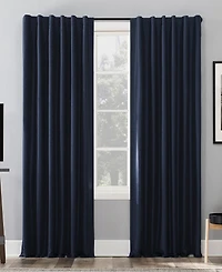 Evelina Faux Dupioni Silk Thermal Extreme 100% Blackout Back Tab Curtain Panel
