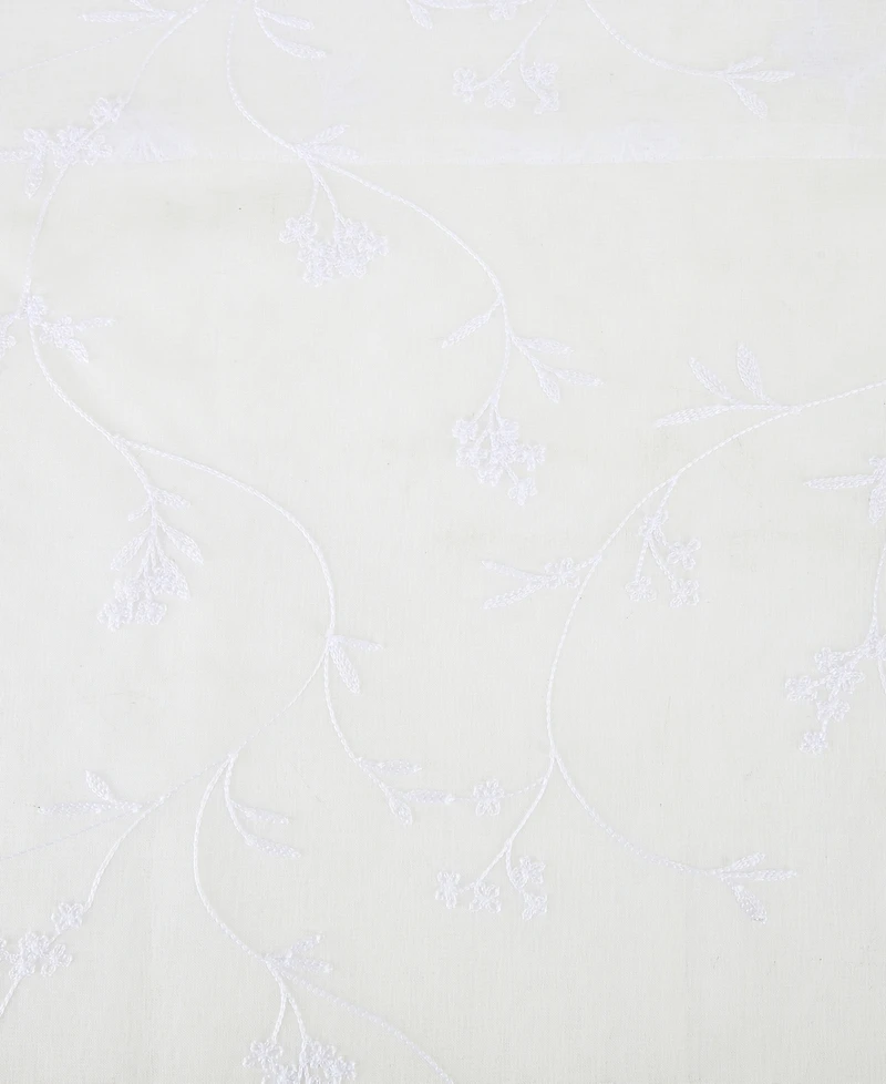 Delia Embroidered Floral Sheer Rod Pocket Curtain Valance