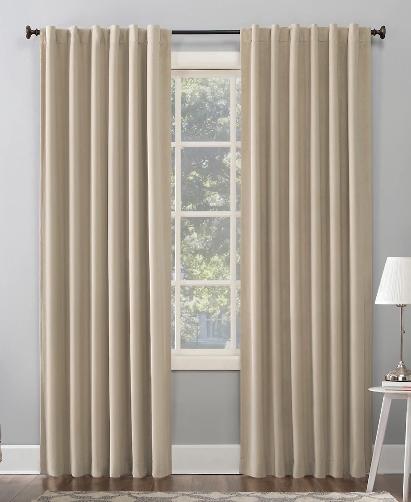 Amherst Velvet Noise Reducing Thermal Extreme 100% Blackout Back Tab Curtain Panel