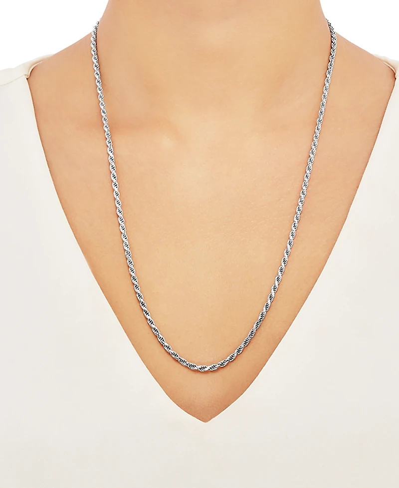 Rope Link 24" Chain Necklace in Sterling Silver