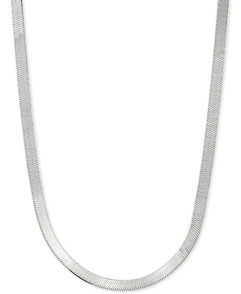 Herringbone Link 18" Chain Necklace in Sterling Silver