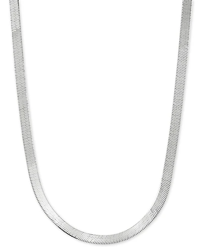 Herringbone Link 18" Chain Necklace in Sterling Silver