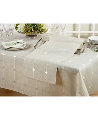 Saro Lifestyle Poly Blend Table Runner with Embroidered Check Pattern
