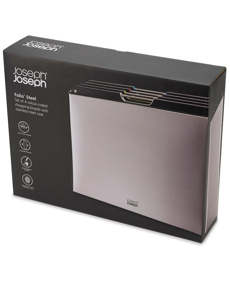 Joseph Joseph Folio Stainless Steel 4-Pc. Chopping Board Set in Case