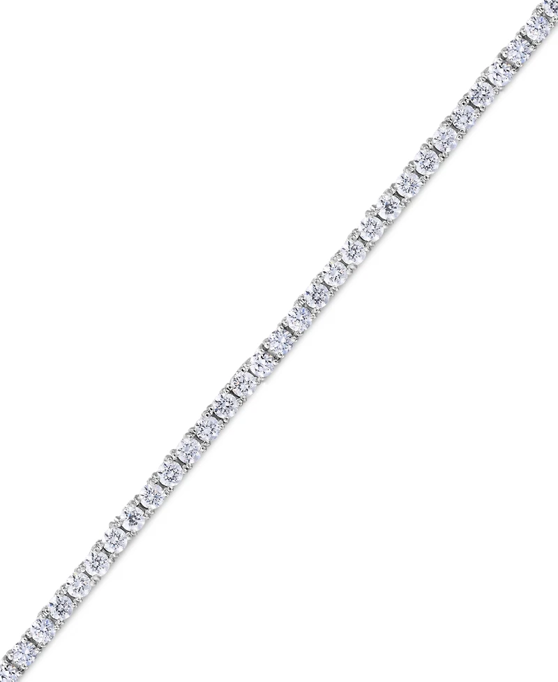 Cubic Zirconia Line Tennis Bracelet in Silver Plate
