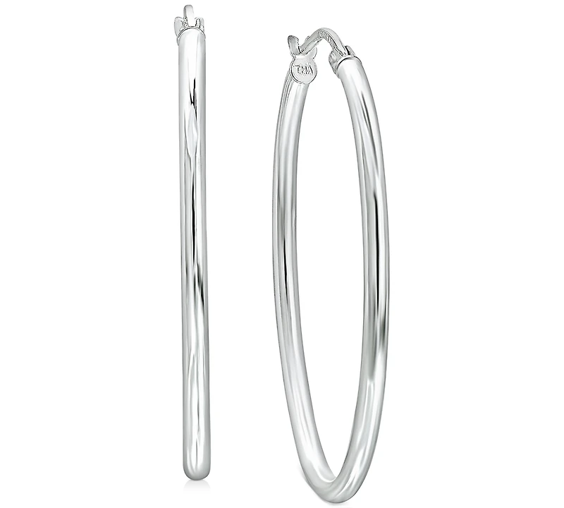 Giani Bernini Medium Polished Oval Tube Hoop Earrings in Sterling Silver, 1.1", Created for Macy's