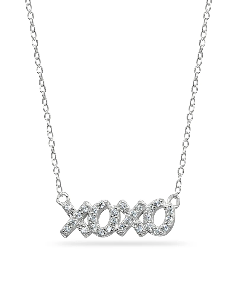 Cubic Zirconia "Xoxo" Nameplate Necklace in Sterling Silver