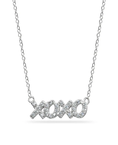 Cubic Zirconia "Xoxo" Nameplate Necklace in Sterling Silver