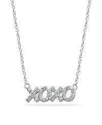 Cubic Zirconia "Xoxo" Nameplate Necklace in Sterling Silver