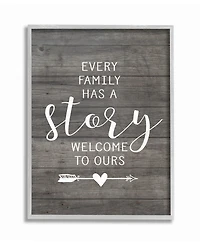 Stupell Industries Every Family Has A Story Gray Framed Texturized Art, 16" L x 20" H