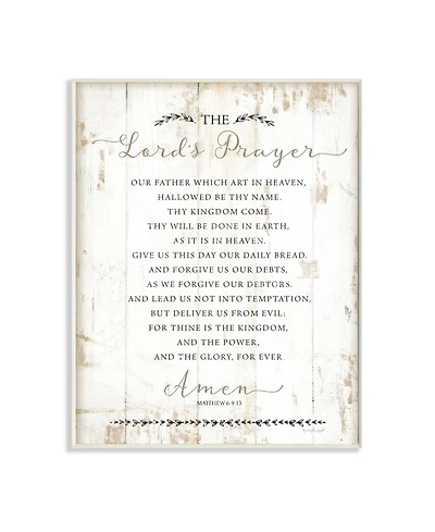Stupell Industries The Lords Prayer Our Father Rustic Distressed White Wood Look, 10" L x 15" H