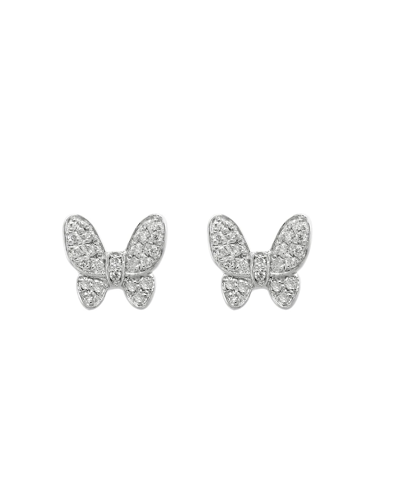 Effy Diamond (1/8 ct.t.w.) Butterfly Stud Earrings in Sterling Silver or 14k Gold-Plated Sterling Silver