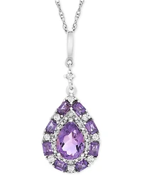 Multi-Gemstone Teardrop 18" Pendant Necklace (1 ct. t.w.) in Sterling Silver