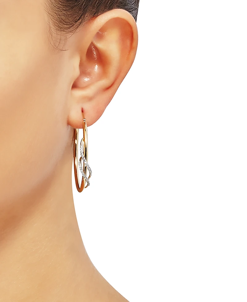 Diamond Twist Medium Twist Hoop Earrings (1/5 ct. t.w.) in 10k Gold, 1.5"
